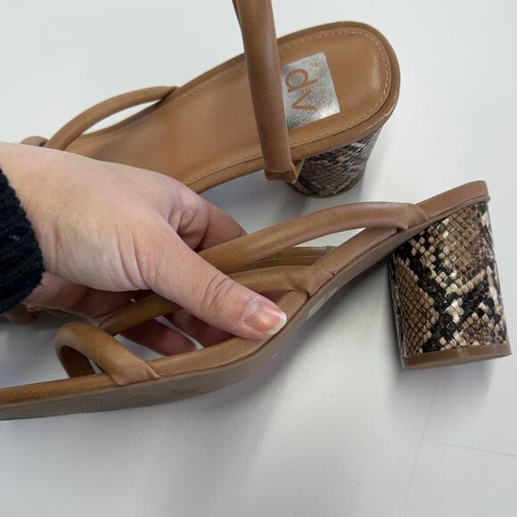 Dolce Vita Heels Womens 9.5 Brown Tan Myla Snakeskin Slip On Sandals - Picture 8 of 10